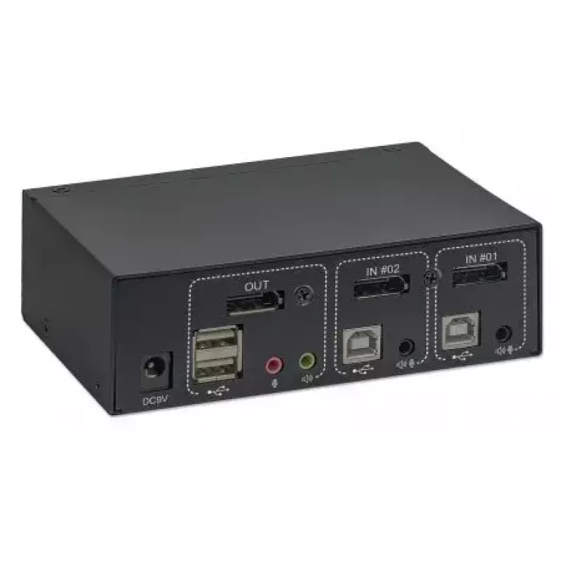 KVM slēdzis Manhattan DisplayPort 1.2 2 pieslēgvietu 4K@60Hz USB-A Audio