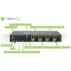Techly IDATA DP-KVM4 KVM slēdzis, stiprināms plauktā, melns