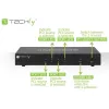Techly IDATA DP-KVM4 KVM slēdzis, stiprināms plauktā, melns