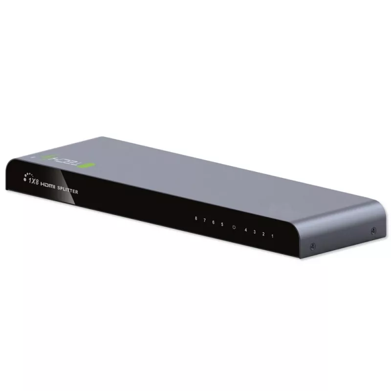Techly sadalītājs HDMI 2.0 4K UHD 3D 8-ceļu, HDMI, 8x HDMI, 3840 x 2160 pikseļi, melns, alumīnijs, 4K Ultra HD