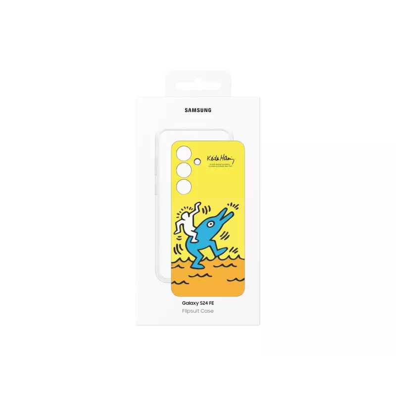 Vāciņš Samsung Keith Haring Flipsuit Case S24 FE dzeltens