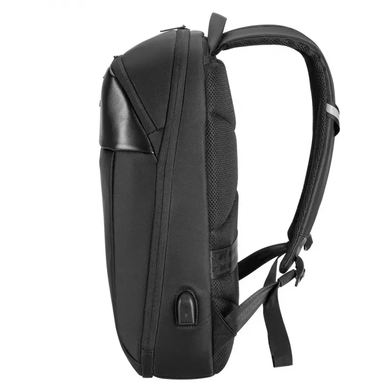 Klēpjdatora soma MODECOM Active 15 PLE‑MC‑ACTIVE‑15 15,6 collu klēpjdatoriem — eko āda, melna, rāvējslēdzēja aizdare, USB ports