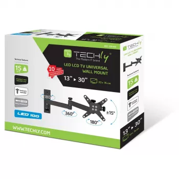 Techly 13-30 collu sienas kronšteins LED LCD TV ar slīpumu, 3 savienojumi, melns” ICA-LCD 104BK
