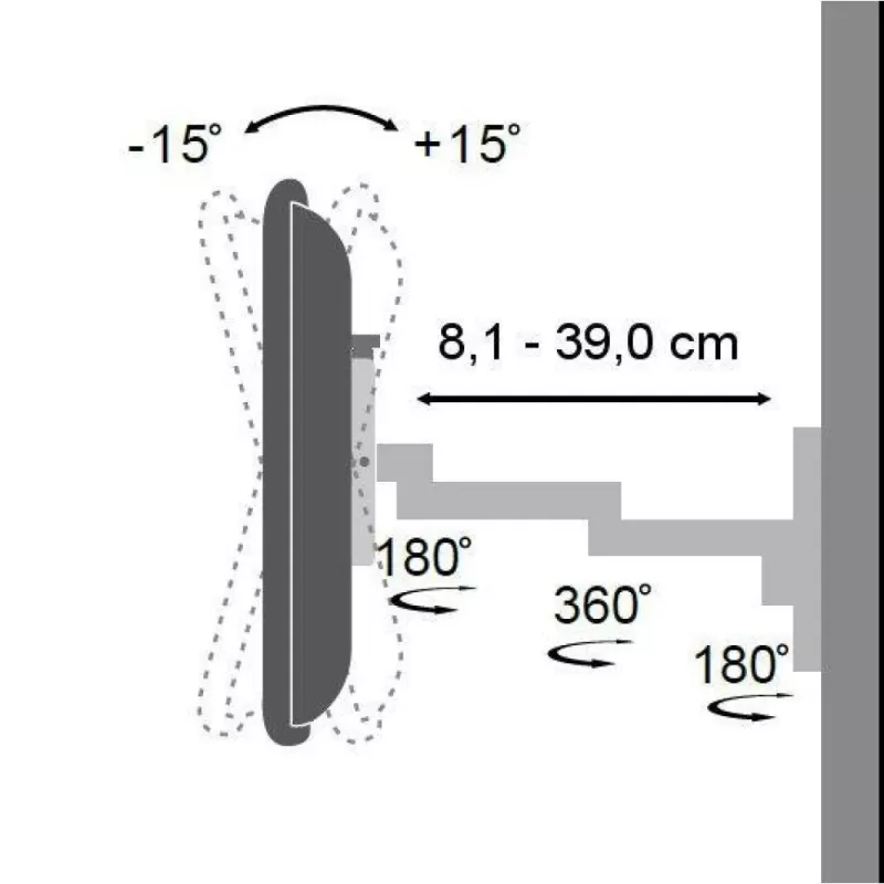 Techly 13-30 collu sienas kronšteins LED LCD TV ar slīpumu, 3 savienojumi, melns” ICA-LCD 104BK