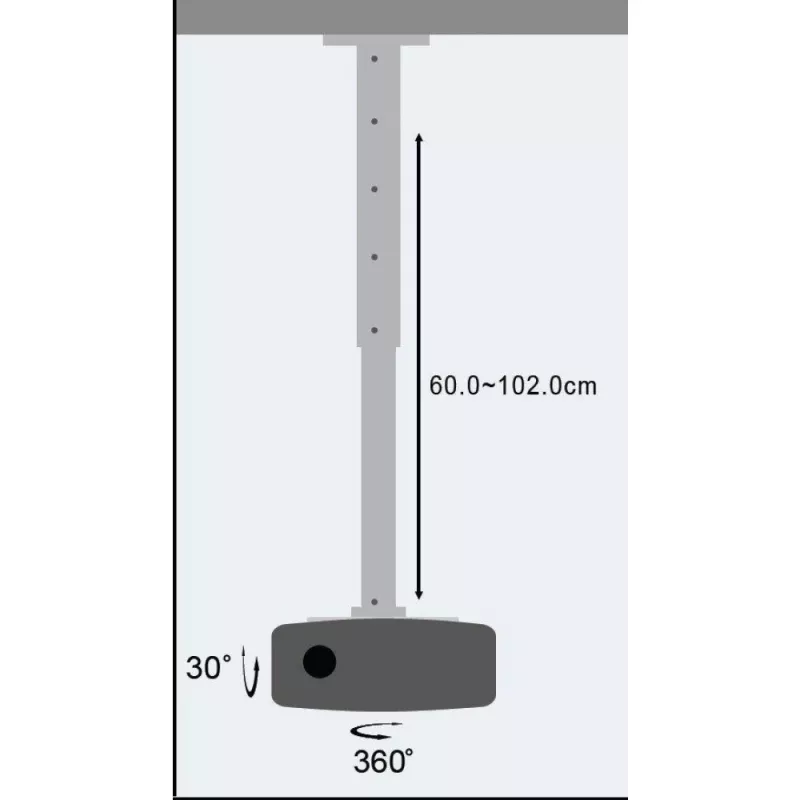 Techly Projektora griestu statīva pagarinājums 60-102 cm sudrabots ICA-PM 102XL