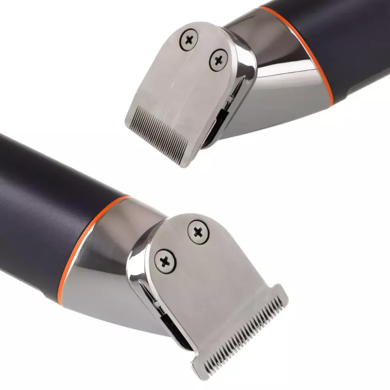 Elektriskais kopšanas komplekts Adler AD 2946 — bezvadu 5-in-1 vīriešu trimmeris, 4 garuma soļi, 60 min darbības laiks, melns/nerūsējošais tērauds