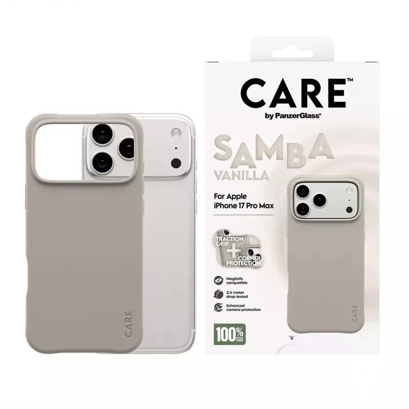 Vāciņš PanzerGlass CARE by Fashionable Case Samba Vanilla ar MagSafe iPhone 17 Pro Max
