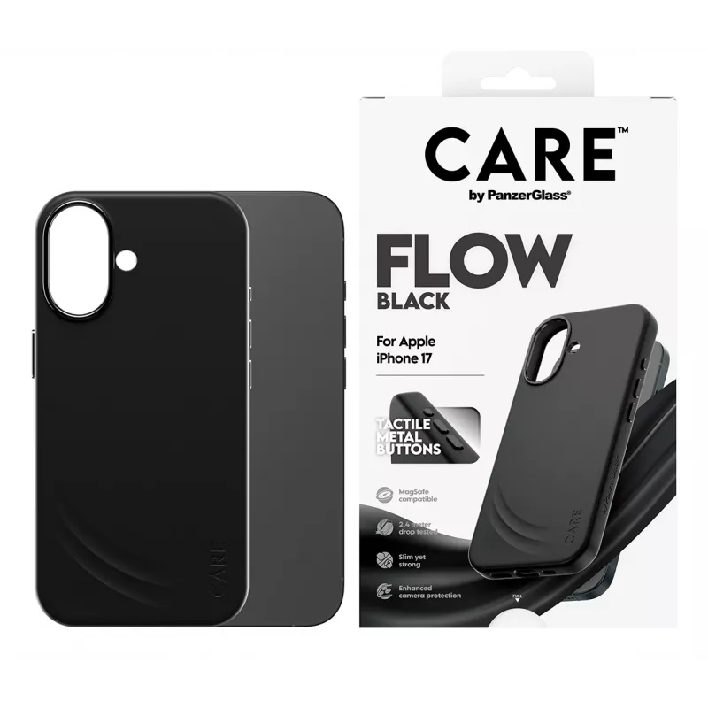 Aizsargapvalks PanzerGlass CARE Feature FLOW vāciņš melns ar MagSafe iPhone 17