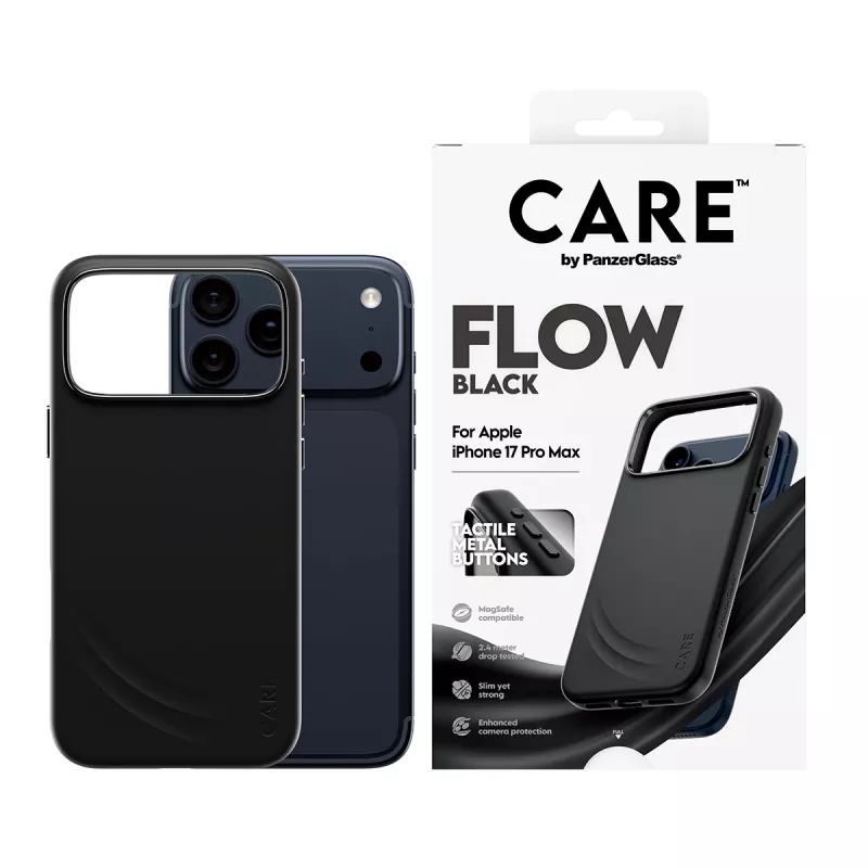 Aizsargtelefona maciņš PanzerGlass CARE by Feature FLOW iPhone 17 Pro Max, vāciņš, melns, MagSafe saderīgs