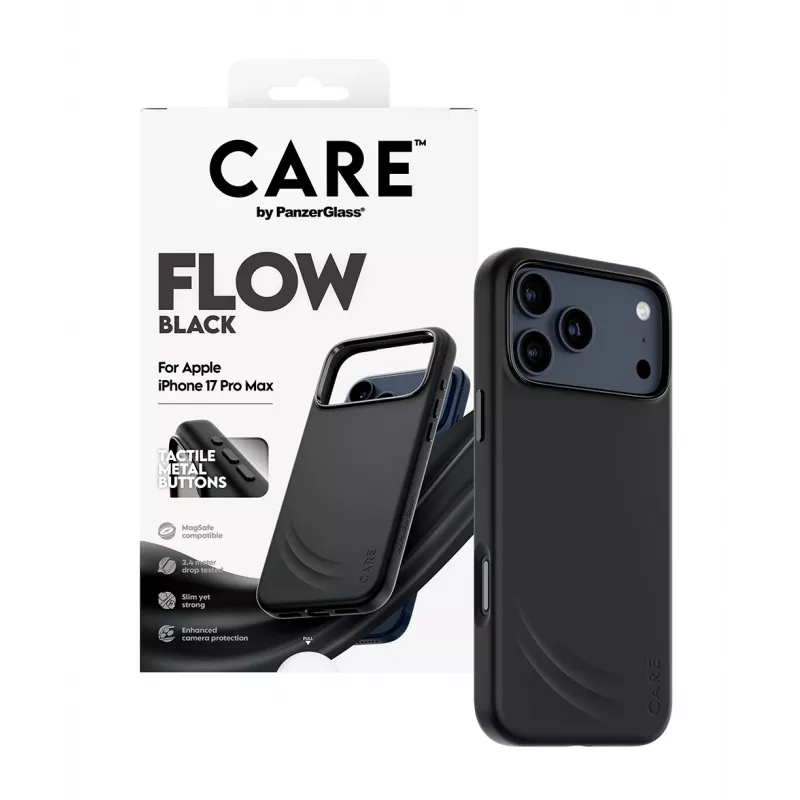 Aizsargtelefona maciņš PanzerGlass CARE by Feature FLOW iPhone 17 Pro Max, vāciņš, melns, MagSafe saderīgs