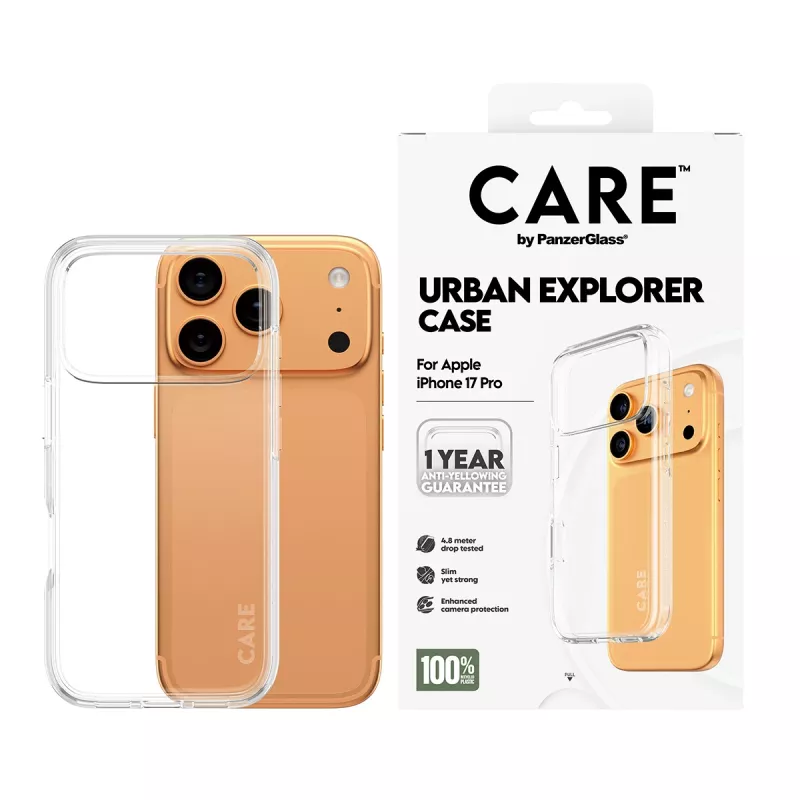 Aizsargapvalks PanzerGlass CARE by Flagship vāciņš Transparent Urban Explorer ar caurspīdīgu rāmi iPhone 17 Pro