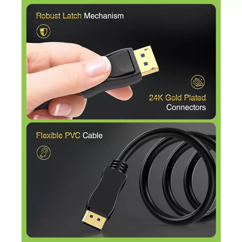 DisplayPort kabelis Techly ICOC-DSP-A21-020 2 m Melns