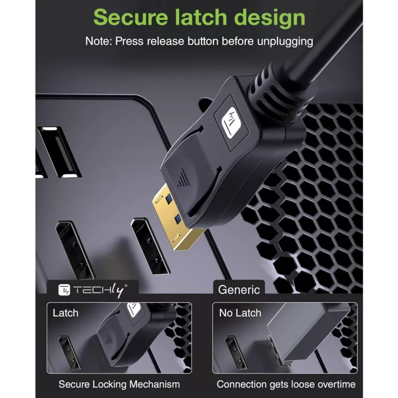 DisplayPort kabelis Techly ICOC-DSP-A21-020 2 m Melns