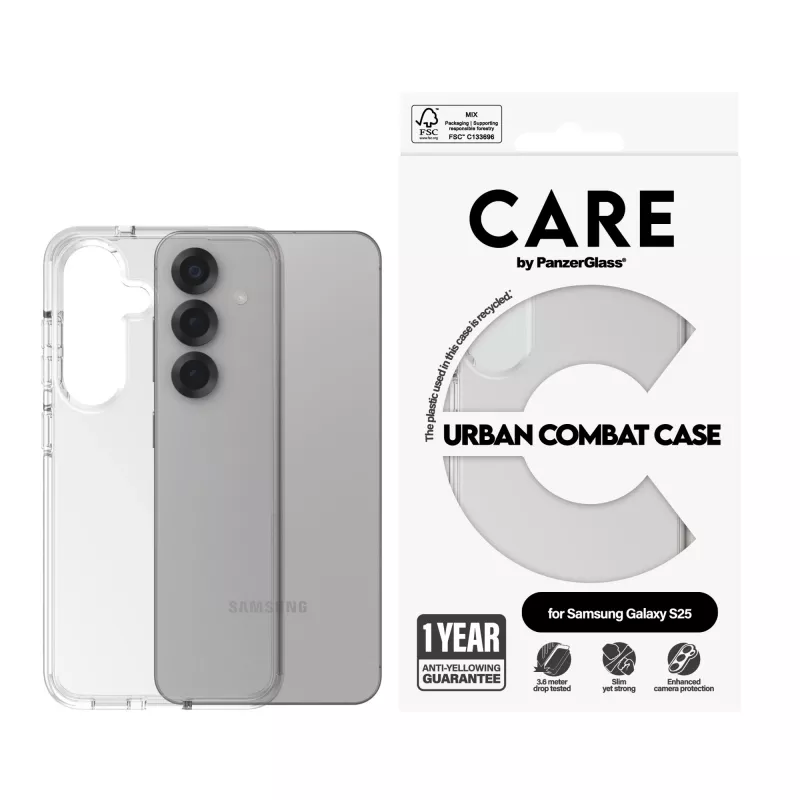 Cover PanzerGlass Samsung Galaxy S25 Transparent Urban Combat Clear Frame