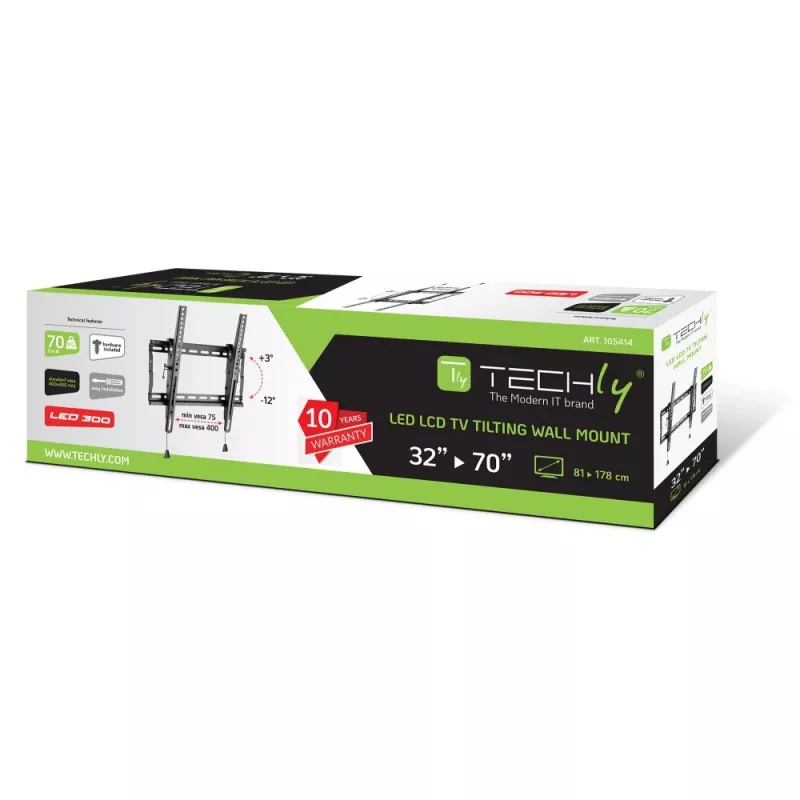 Techly ICA-PLB 59T TV stiprinājums/statīvs 177,8 cm (70 collas) Melns
