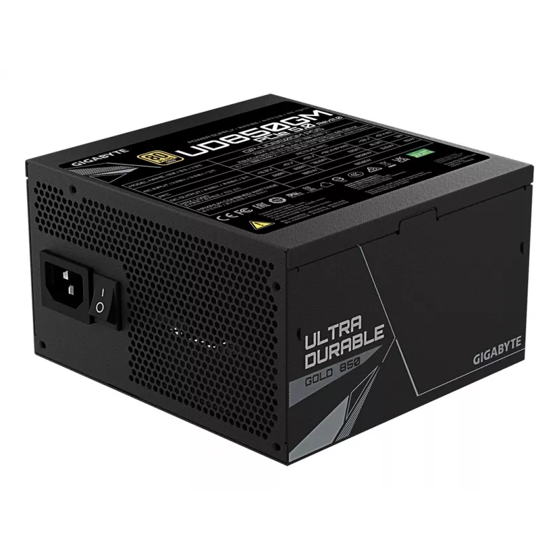 GIGABYTE UD850GM PG5 V2 Strāvas Padeves Bloks - PCIe Gen 5.1, 80 PLUS Gold, Pilnībā Modulārs Dizains, 120 mm Ventilators, ATX 3.1 Saderīgs, ES Kontaktdakša