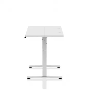 Spēļu galds huzaro Hero 8.1 — balts elektriski regulējams augstuma galds 120×60 cm, 720–1180 mm, 50 kg ietilpība, kabeļu pārvaldība