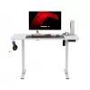 Spēļu galds huzaro Hero 8.1 — balts elektriski regulējams augstuma galds 120×60 cm, 720–1180 mm, 50 kg ietilpība, kabeļu pārvaldība