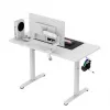 Spēļu galds huzaro Hero 8.1 — balts elektriski regulējams augstuma galds 120×60 cm, 720–1180 mm, 50 kg ietilpība, kabeļu pārvaldība