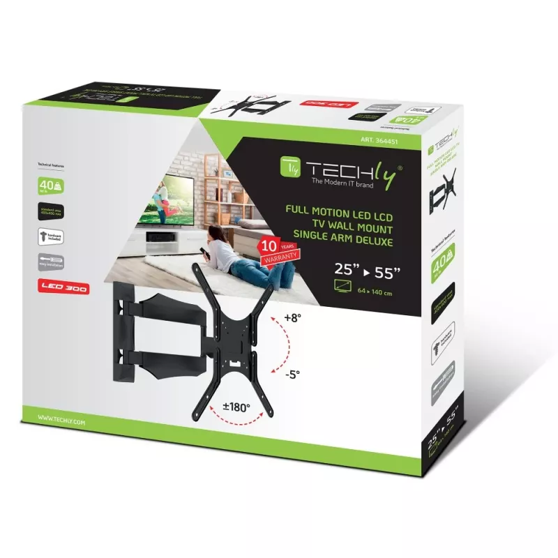 Techly ICA-PLB 271M TV kronšteins/statīvs 132.1 cm (52 collas) Melns