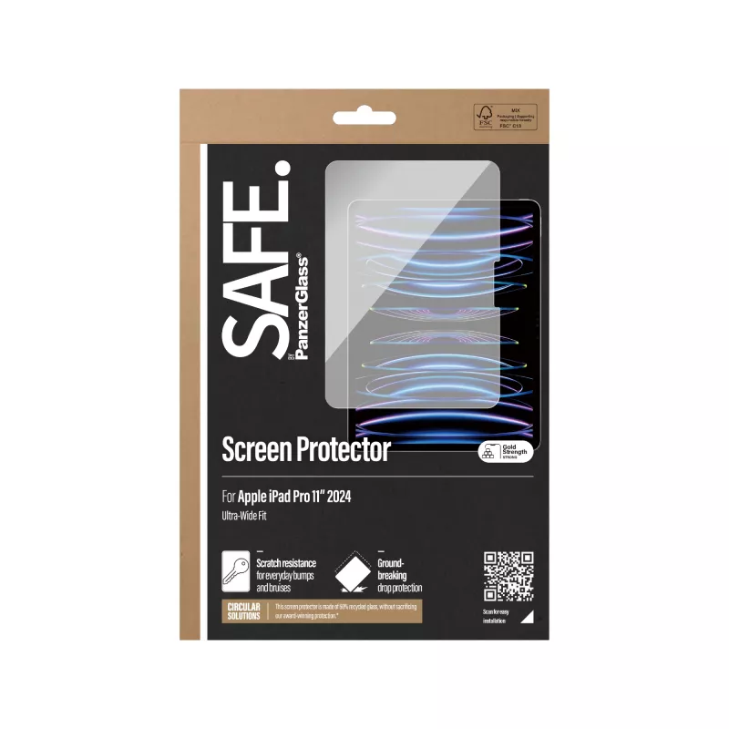 PanzerGlass SAFE. by ® ekrāna aizsargs iPad Pro 11'' (2024-2025) | Īpaši plaša piegulšanās