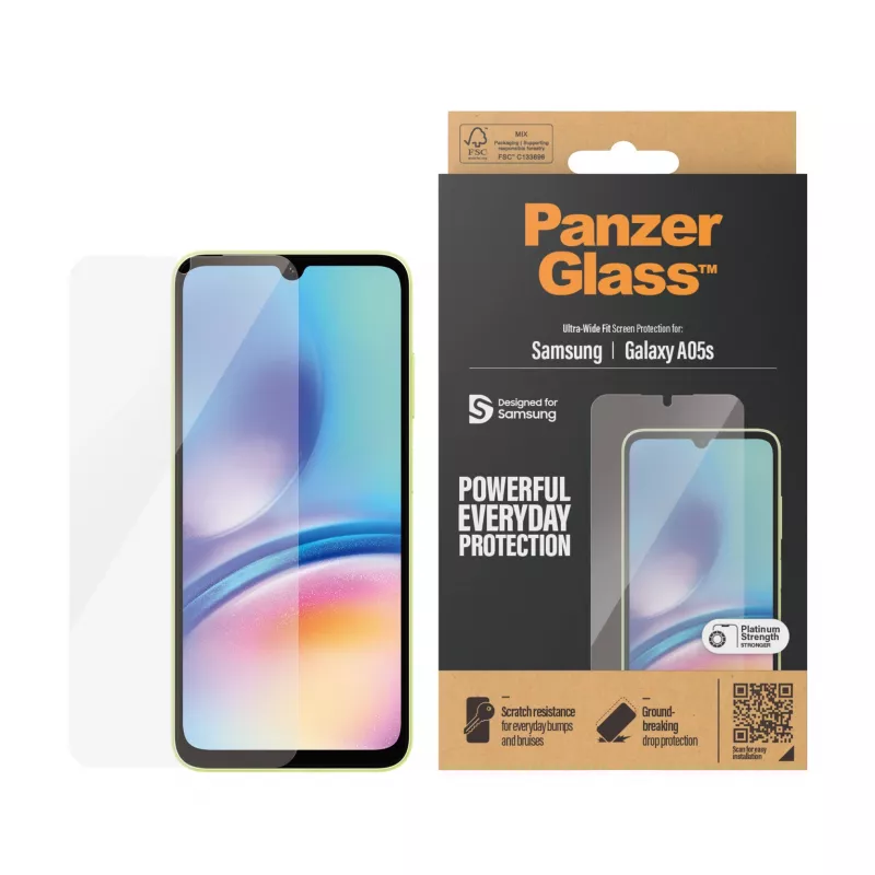 Ekrāna aizsargplēve PanzerGlass 7343 Samsung Galaxy A05S ierīcēm, antibakteriāla, izturīga pret skrāpējumiem
