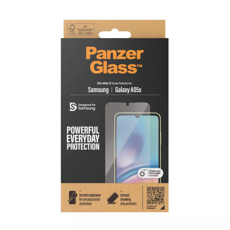 Ekrāna aizsargplēve PanzerGlass 7343 Samsung Galaxy A05S ierīcēm, antibakteriāla, izturīga pret skrāpējumiem
