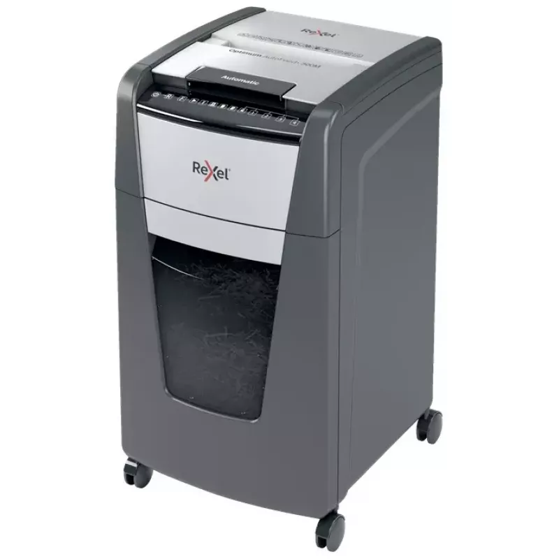 Rexel Optimum Auto+ 300M papīra smalcinātājs Mikrogriešana 55 dB 23 cm Melns, Pelēks