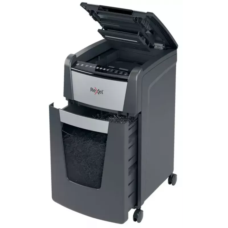 Rexel Optimum Auto+ 300M papīra smalcinātājs Mikrogriešana 55 dB 23 cm Melns, Pelēks