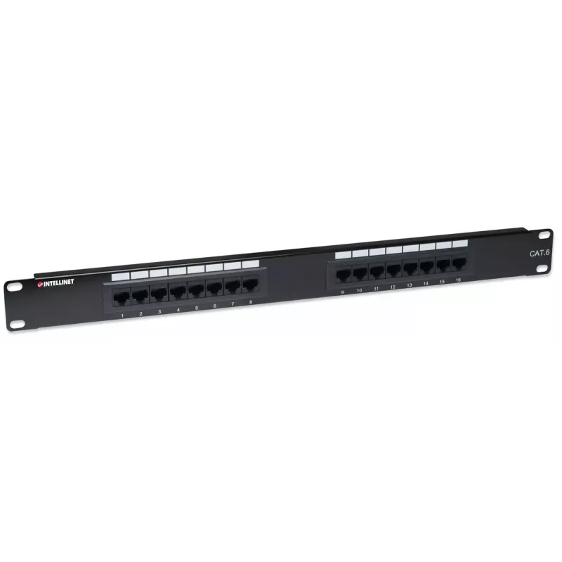 Intellinet Patch Panel, Cat6, UTP, 16 pieslēgvietas, 1U, melns