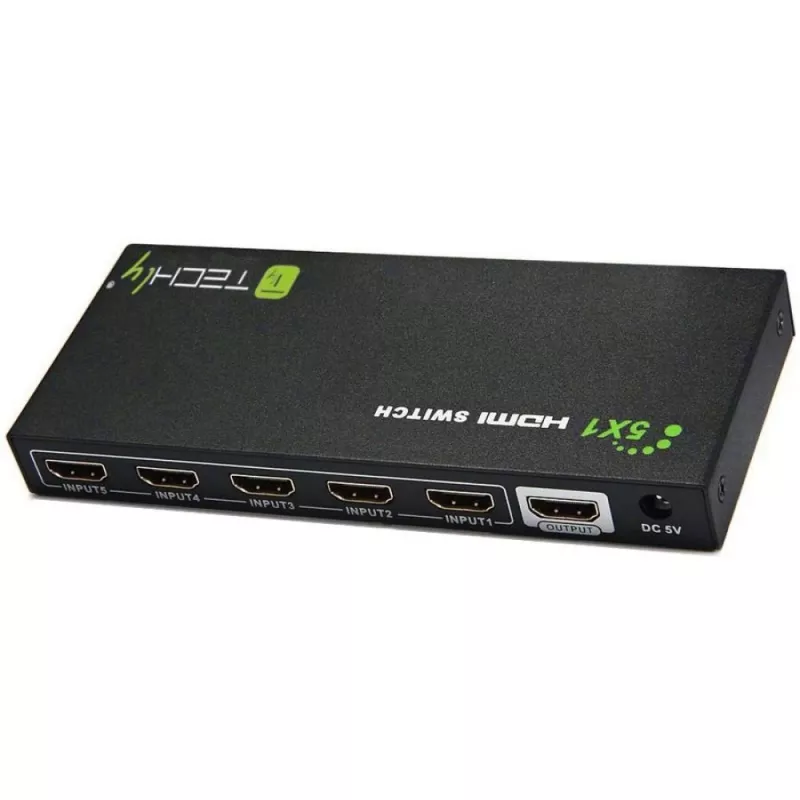 Techly 5 IN 1 OUT HDMI slēdzis ar tālvadību, 4Kx2K, 3D IDATA HDMI-4K51