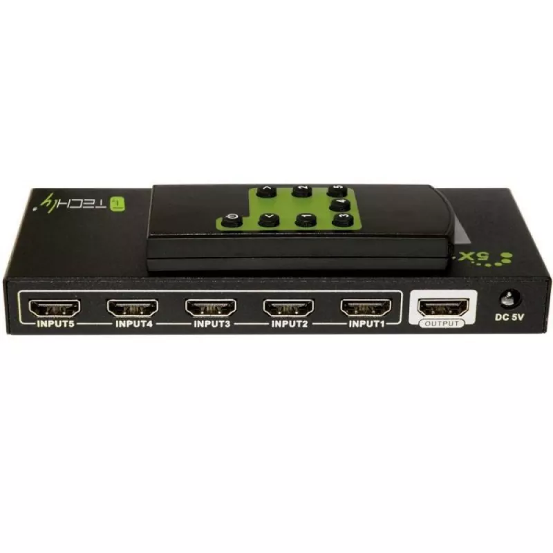 Techly 5 IN 1 OUT HDMI slēdzis ar tālvadību, 4Kx2K, 3D IDATA HDMI-4K51
