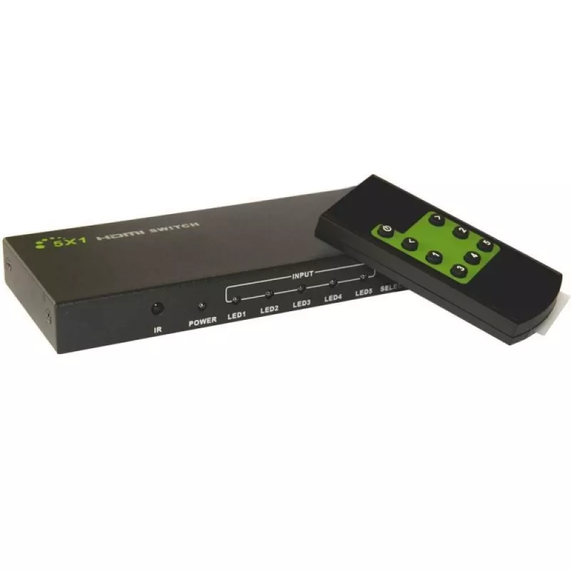 Techly 5 IN 1 OUT HDMI slēdzis ar tālvadību, 4Kx2K, 3D IDATA HDMI-4K51