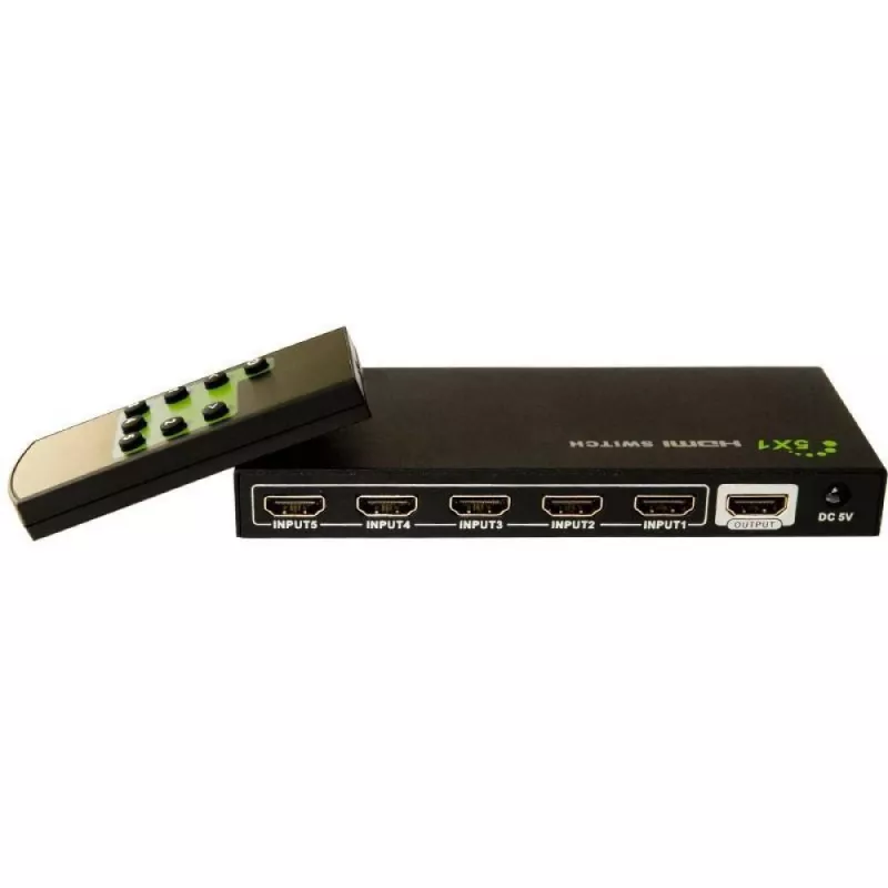 Techly 5 IN 1 OUT HDMI slēdzis ar tālvadību, 4Kx2K, 3D IDATA HDMI-4K51