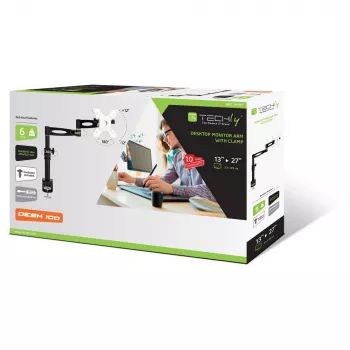 Techly 13-27 collu galda statīvs monitoram ar garu sviru, slīpuma regulēšana ICA-LCD 502BK