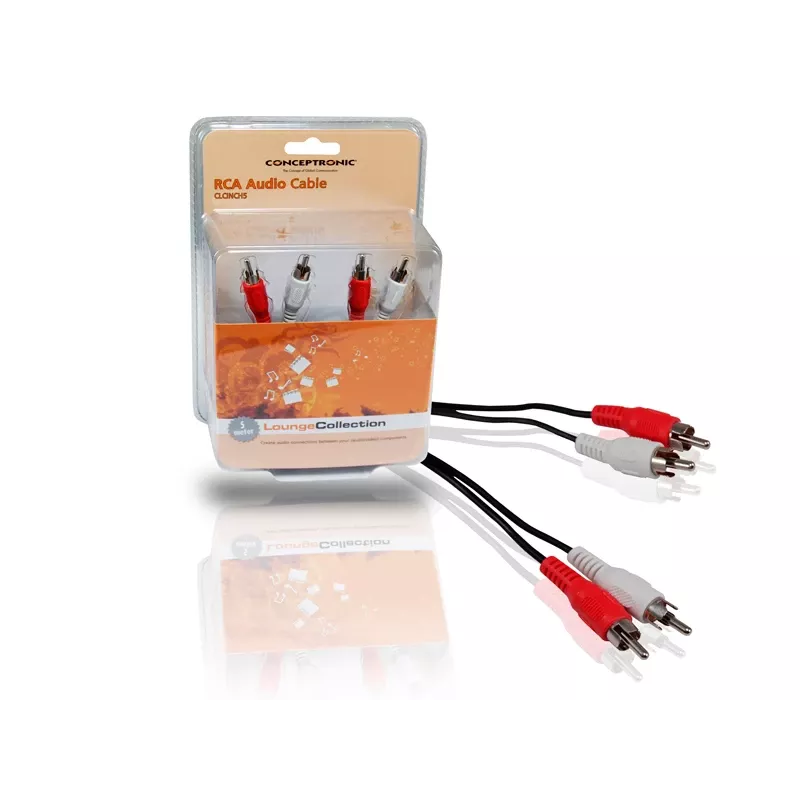 Conceptronic RCA audio kabelis, RCA, vīrišķais, RCA, vīrišķais, 5 m, melns