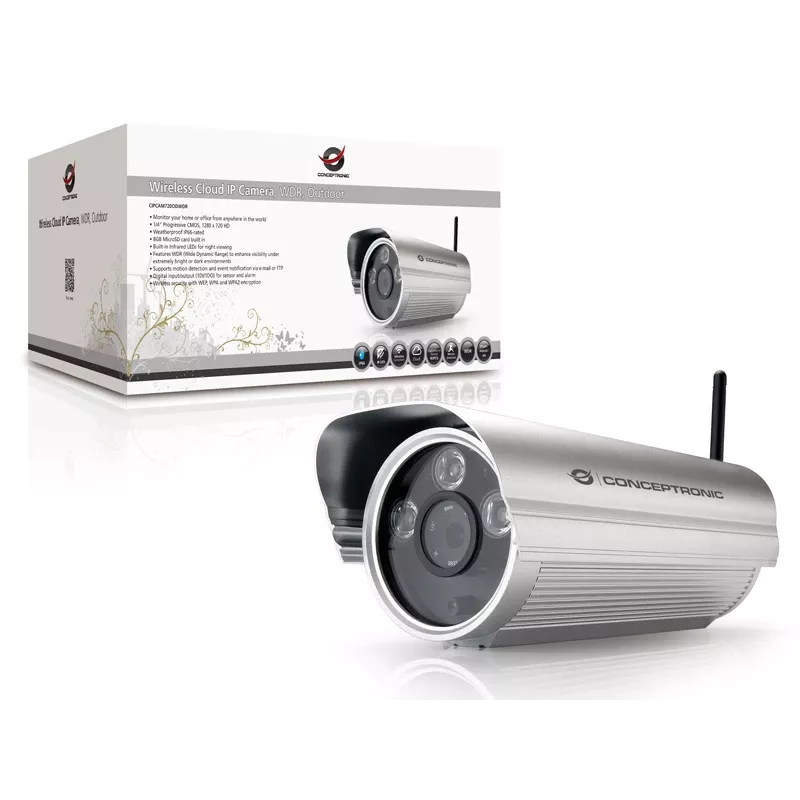 Conceptronic bezvadu mākoņa IP kamera, WDR, āra, lodes tipa, Ķīna, 100 mm, 247 mm, 95 mm, 1,13 kg