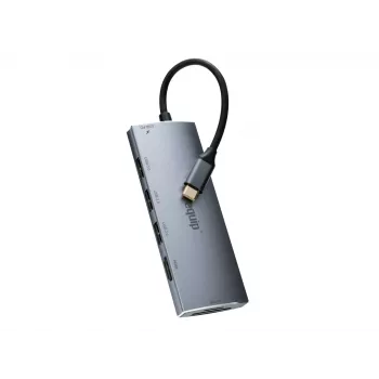 Equip USB-C 7-in-1 daudzfunkciju adapteris, USB 3.2 Gen 1 (3.1 Gen 1) Type-C, 100 W, sudraba krāsā, MicroSD (TransFlash), MicroSDHC, SD, SDHC, 4K Ultra HD, 30 Hz