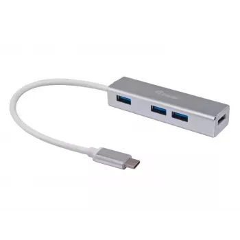 Equip USB-C uz 4 portu USB 3.0 centrmezgls, USB 3.2 Gen 1 (3.1 Gen 1) Type-C, USB 3.2 Gen 1 (3.1 Gen 1) Type-A, 5000 Mbit/s, sudraba, alumīnijs, Windows 10, Windows 7, Windows 8