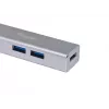 Equip USB-C uz 4 portu USB 3.0 centrmezgls, USB 3.2 Gen 1 (3.1 Gen 1) Type-C, USB 3.2 Gen 1 (3.1 Gen 1) Type-A, 5000 Mbit/s, sudraba, alumīnijs, Windows 10, Windows 7, Windows 8
