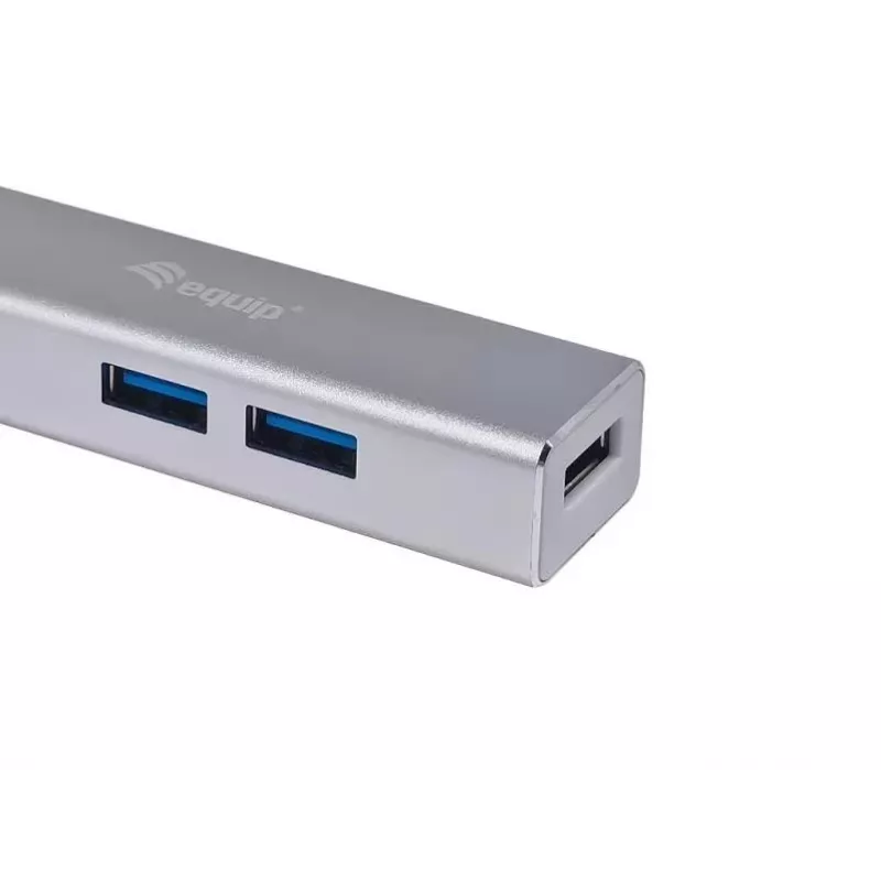 Equip USB-C uz 4 portu USB 3.0 centrmezgls, USB 3.2 Gen 1 (3.1 Gen 1) Type-C, USB 3.2 Gen 1 (3.1 Gen 1) Type-A, 5000 Mbit/s, sudraba, alumīnijs, Windows 10, Windows 7, Windows 8
