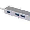 Equip USB-C uz 4 portu USB 3.0 centrmezgls, USB 3.2 Gen 1 (3.1 Gen 1) Type-C, USB 3.2 Gen 1 (3.1 Gen 1) Type-A, 5000 Mbit/s, sudraba, alumīnijs, Windows 10, Windows 7, Windows 8