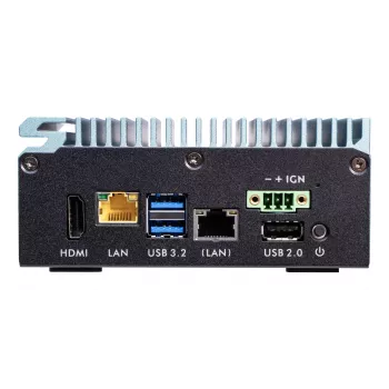 Shuttle Edge PC SPCEL02, Intel Celeron J6412, 1x HDMI, 2x 2.5G LAN, 1x COM, DIO (4x ieeja, 4x izeja), 3x USB, 2x M.2, 12-24V, 24/7 nepārtraukta darbība, bez ventilatora, ietver VESA un DIN-slīdes stiprinājumu
