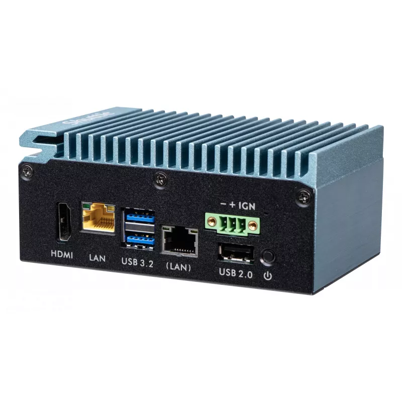 Shuttle Edge PC SPCEL02, Intel Celeron J6412, 1x HDMI, 2x 2.5G LAN, 1x COM, DIO (4x ieeja, 4x izeja), 3x USB, 2x M.2, 12-24V, 24/7 nepārtraukta darbība, bez ventilatora, ietver VESA un DIN-slīdes stiprinājumu