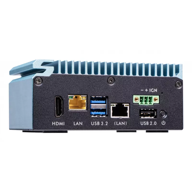 Shuttle Edge PC SPCEL02, Intel Celeron J6412, 1x HDMI, 2x 2.5G LAN, 1x COM, DIO (4x ieeja, 4x izeja), 3x USB, 2x M.2, 12-24V, 24/7 nepārtraukta darbība, bez ventilatora, ietver VESA un DIN-slīdes stiprinājumu