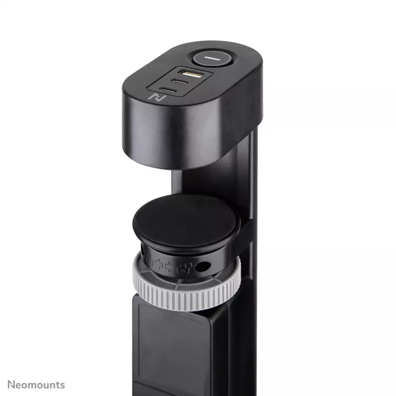 Neomounts DS22-840BL6 galda kontaktligzda ar skavu un USB-C un USB-A pieslēgvietām – ātrā uzlāde