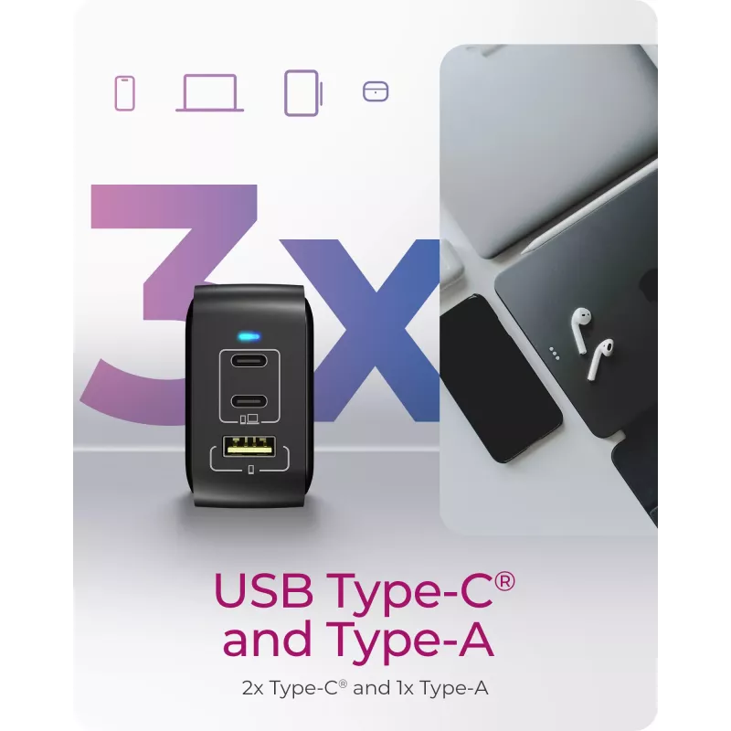 Iekštelpu lādētājs ICY BOX IB-PS1030-PD universāls melns ātrā uzlāde