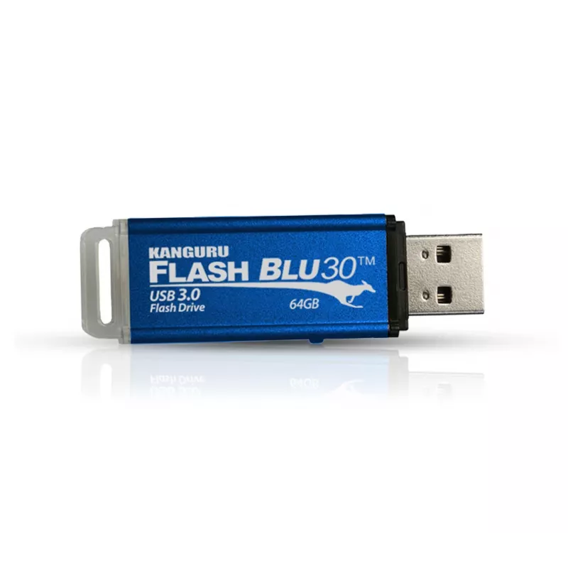 Kanguru FlashBlu30 SuperSpeed USB3.0 16GB |Secure Flash Drive| Physical Write Protect Switch | Windows “Ready Boost” Saderīga