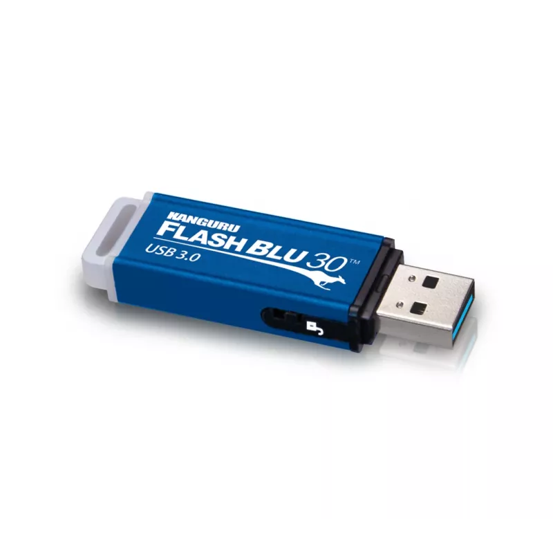 Kanguru FlashBlu30 SuperSpeed USB3.0 16GB |Secure Flash Drive| Physical Write Protect Switch | Windows “Ready Boost” Saderīga