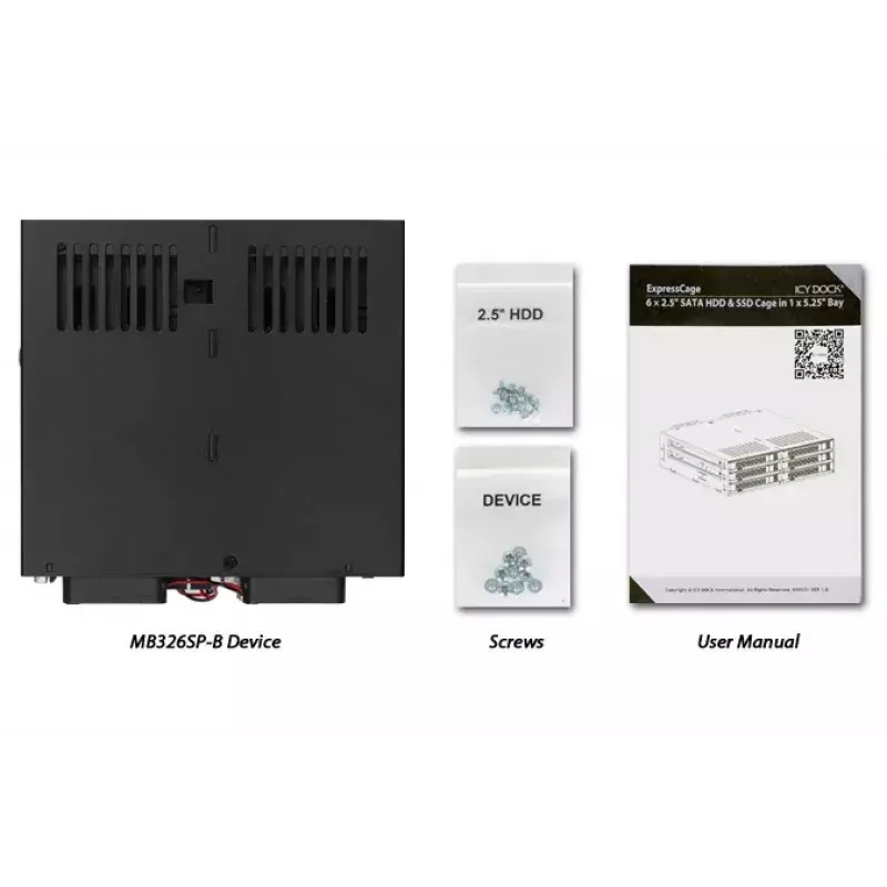 Disk Array Icy Dock MB326SP-B 0 TB Rack 1U Melns